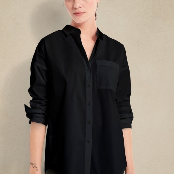 NWT BR STANDARD PETITE OVERSIZED TECH-STRETCH SHIRT - Picture 1 of 2